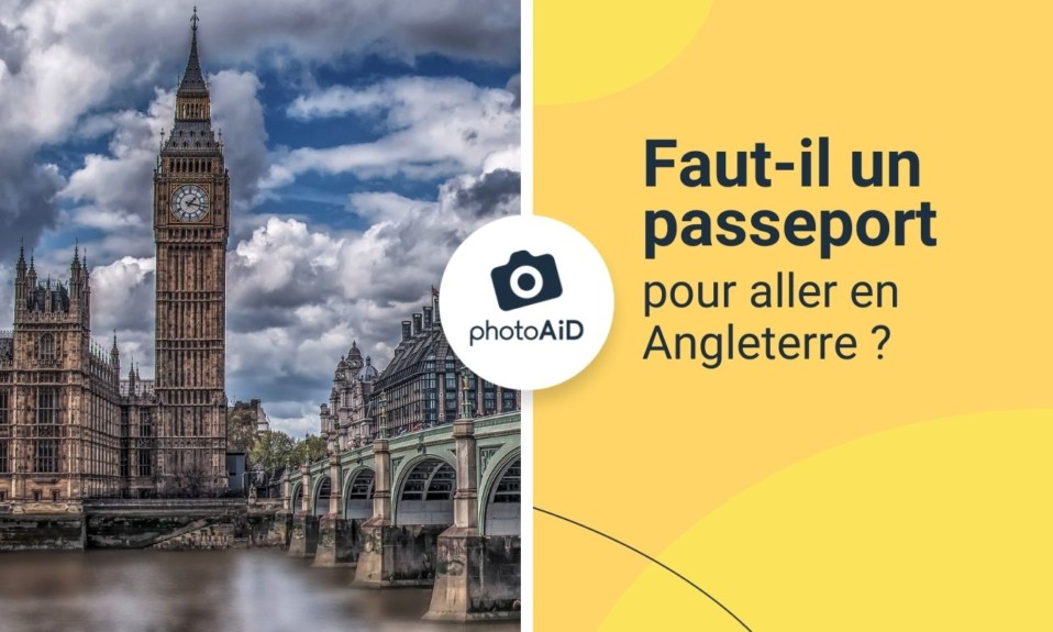 Une image de big ben en Angleterre. Il est écrit "Faut-il un passeport pour aller en Angleterre"
