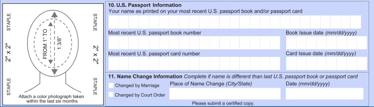 The photo section of a DS-82 form.