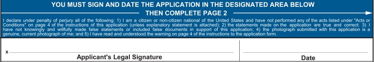 The date and signature section of a DS-82.